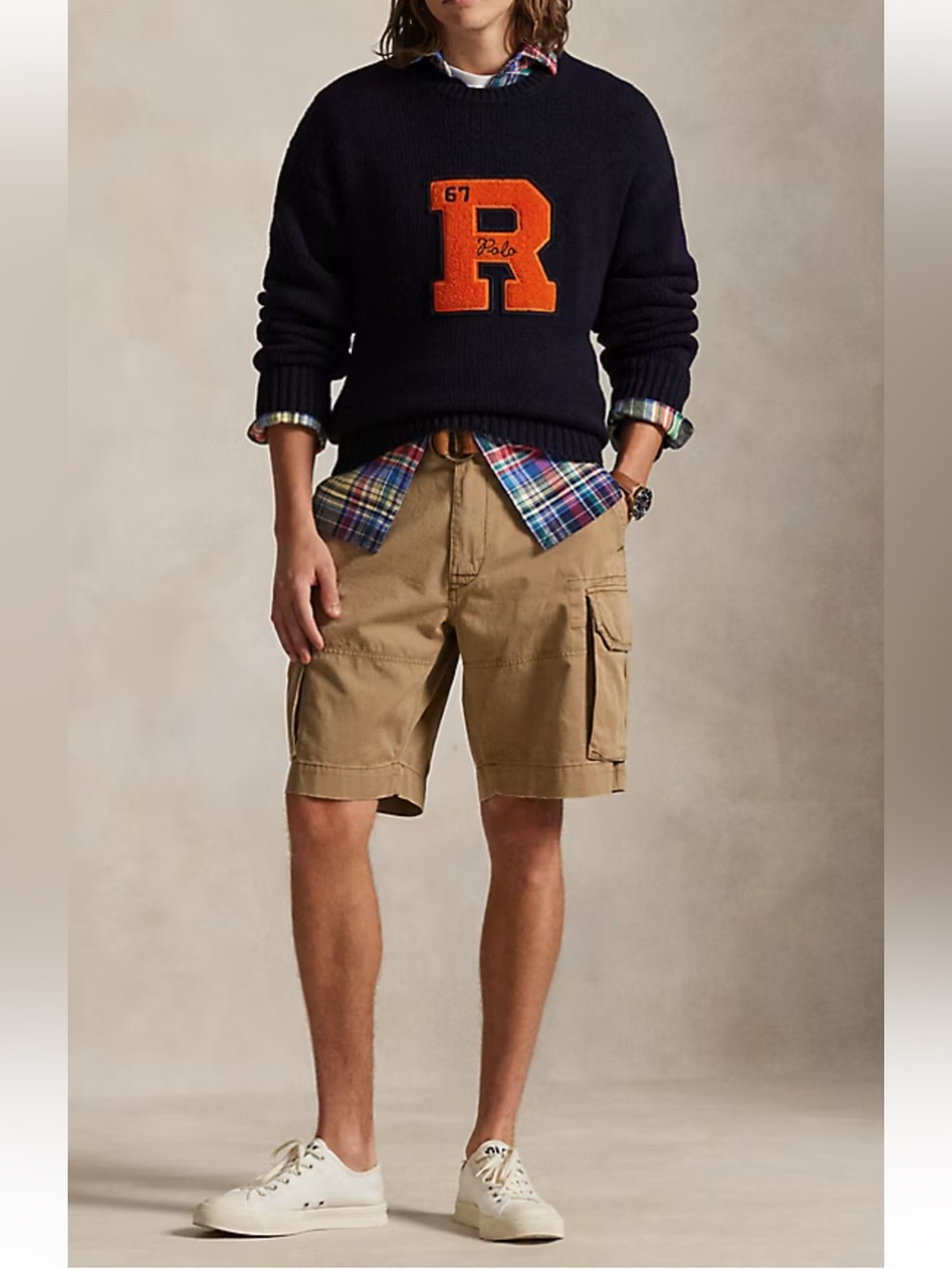 Ralph Lauren Tan Cargo Shorts with Multiple Pockets
